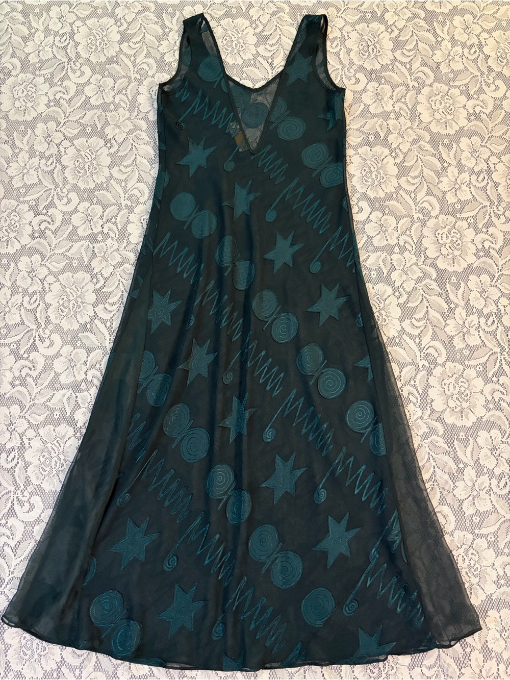 Victoria's Secret Gold Label Emerald Green Sheer Double-V Maxi Nightgown / Slip - Picture 7 of 8